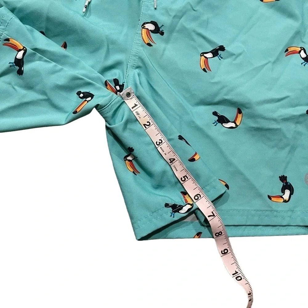 Ocean Current Men XL Swim Board Shorts Fast Dry Trunks Teal Blue Hawaiian Bird